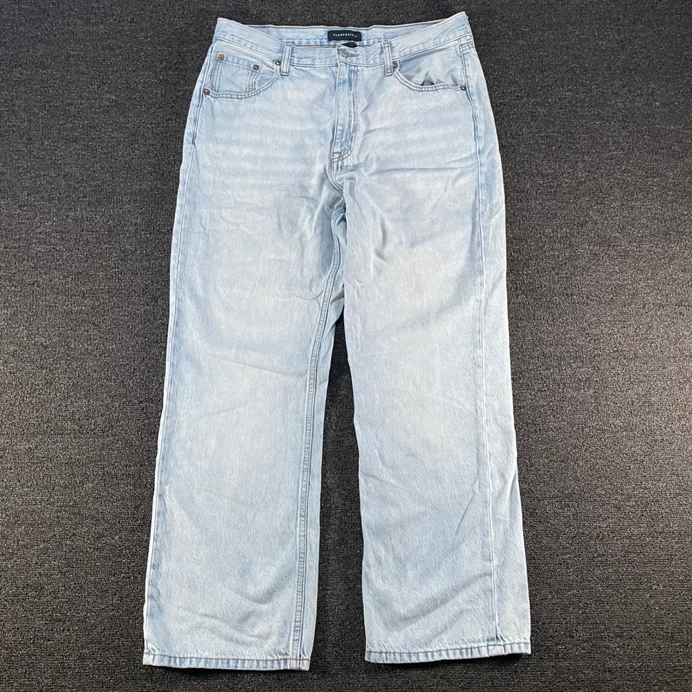 Aeropostale High Rise Baggy Jeans Women 14 Short Light Wash Blue Denim Good